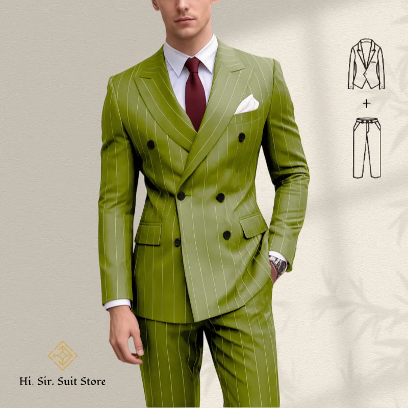 Costume homme bleu 2 pièces, double boutonnage – CLEVI Paris