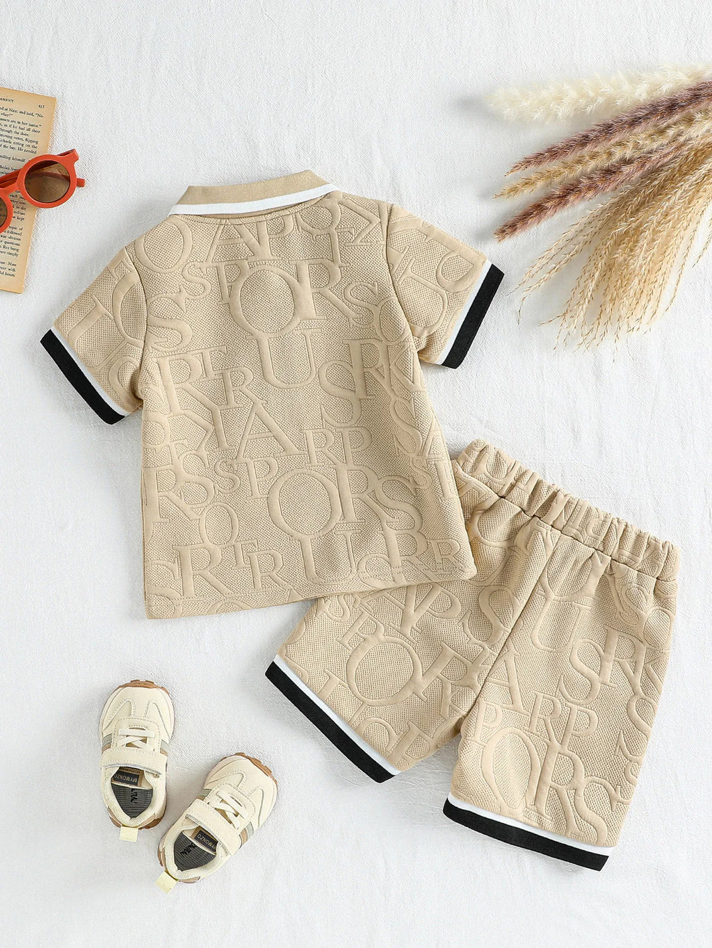 Ensemble garçon uni haut à col et short – CLEVI Paris