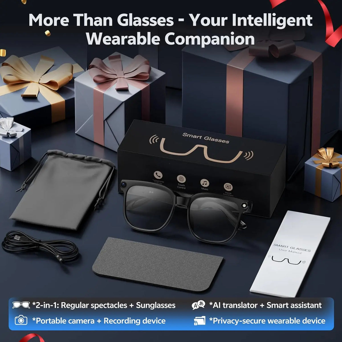 Lunettes connectées M02S caméra 8 MP – CLEVI Paris