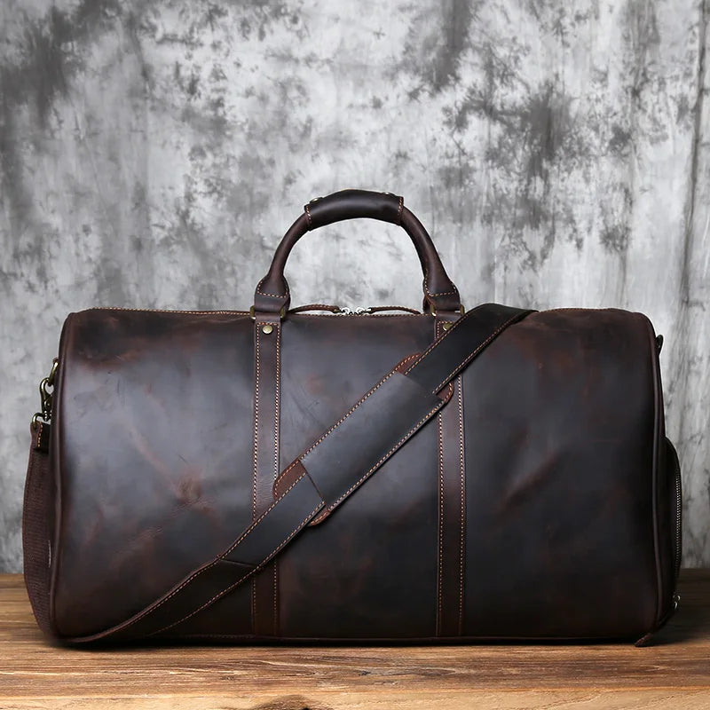 Sac de voyage rétro en cuir NZPJ – CLEVI Paris