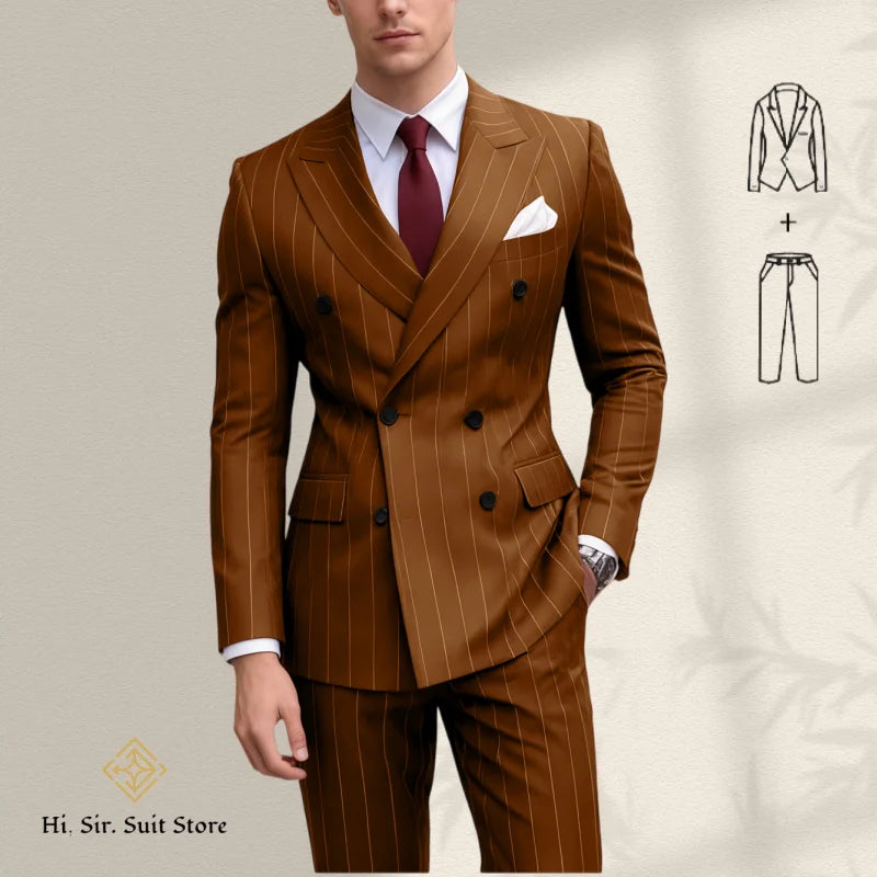 Costume homme bleu 2 pièces, double boutonnage – CLEVI Paris