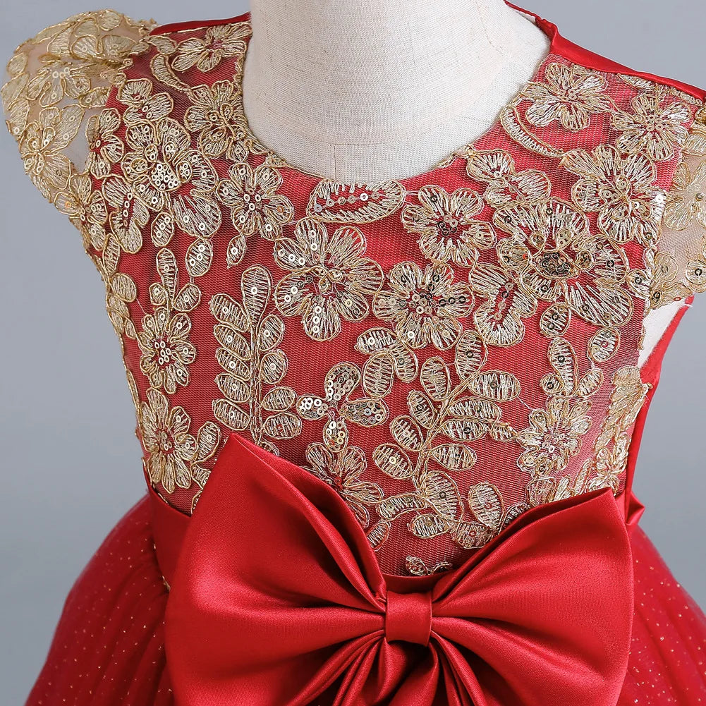 Robe longue de cérémonie fille avec nœud – CLEVI Paris