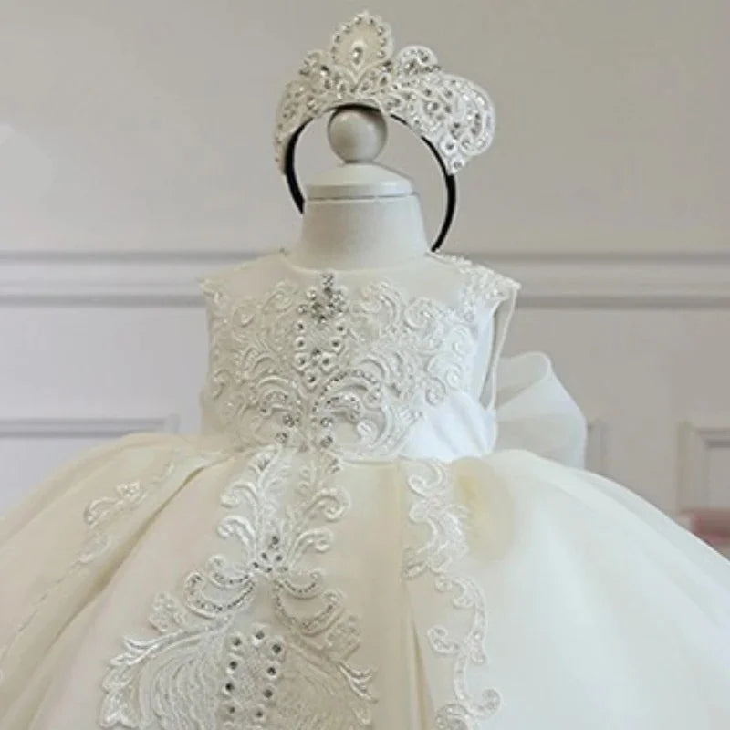 Robe cérémonie fille plissée avec nœud – CLEVI Paris