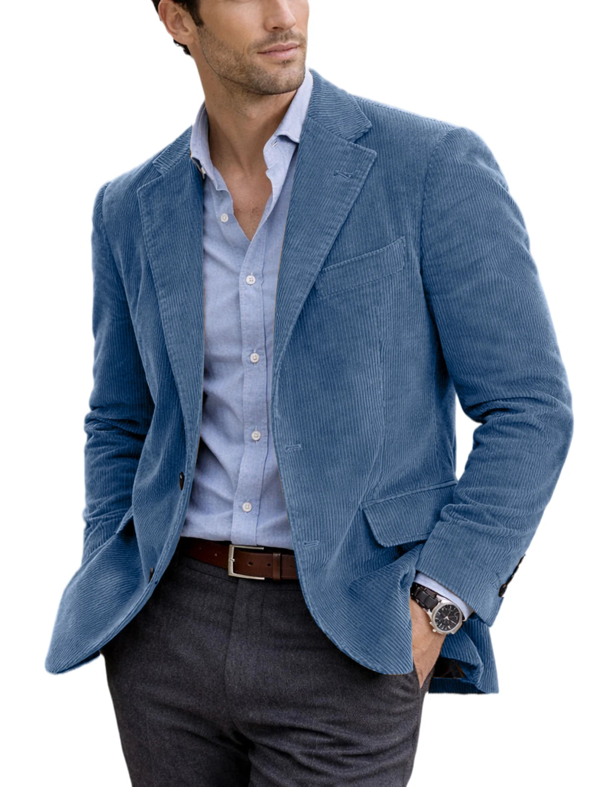 Blazer homme en velours côtelé à 2 boutons – CLEVI Paris