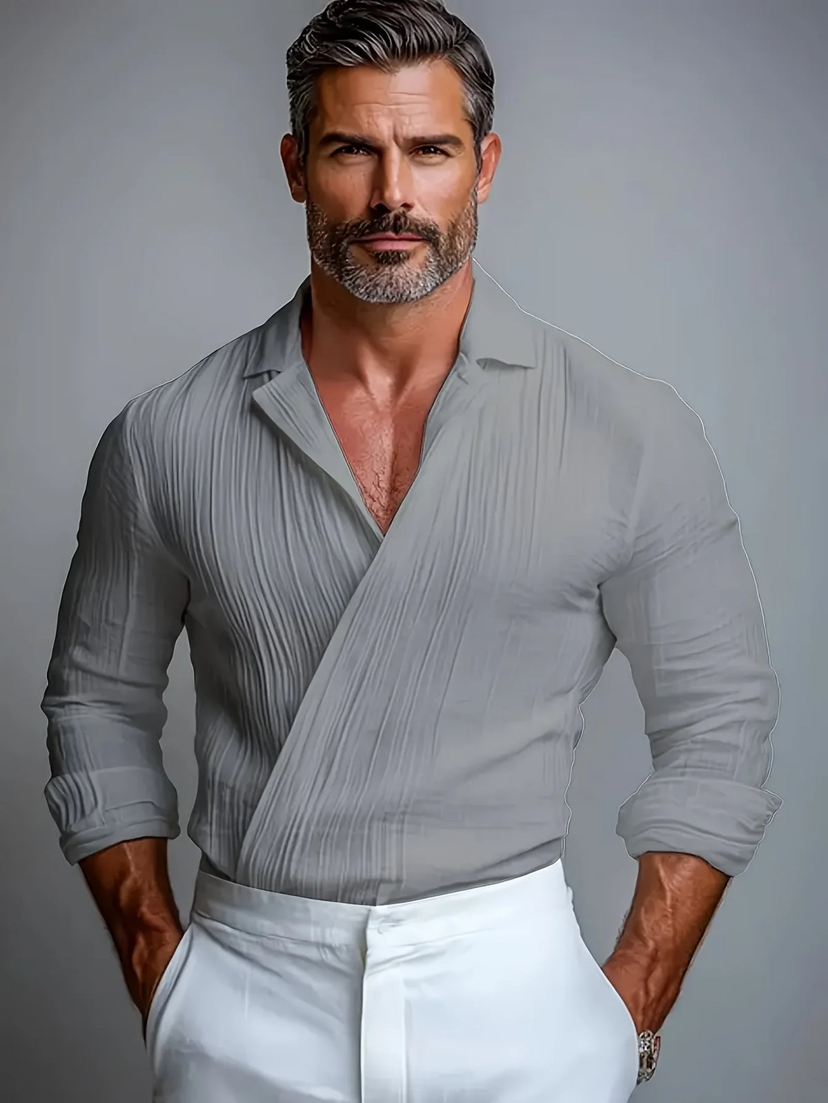 Chemise Habillée Homme Manches Longues Tissu Plissé Style Old Money LVLAEA – CLEVI Paris