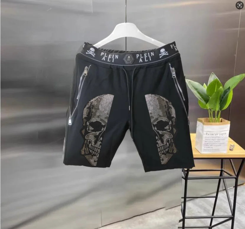 Short Homme Casual Strass Luxe PLEIN ALI – Hip Hop Coupe Ample Cordon – 27 Coloris, S à XXXL – CLEVI Paris