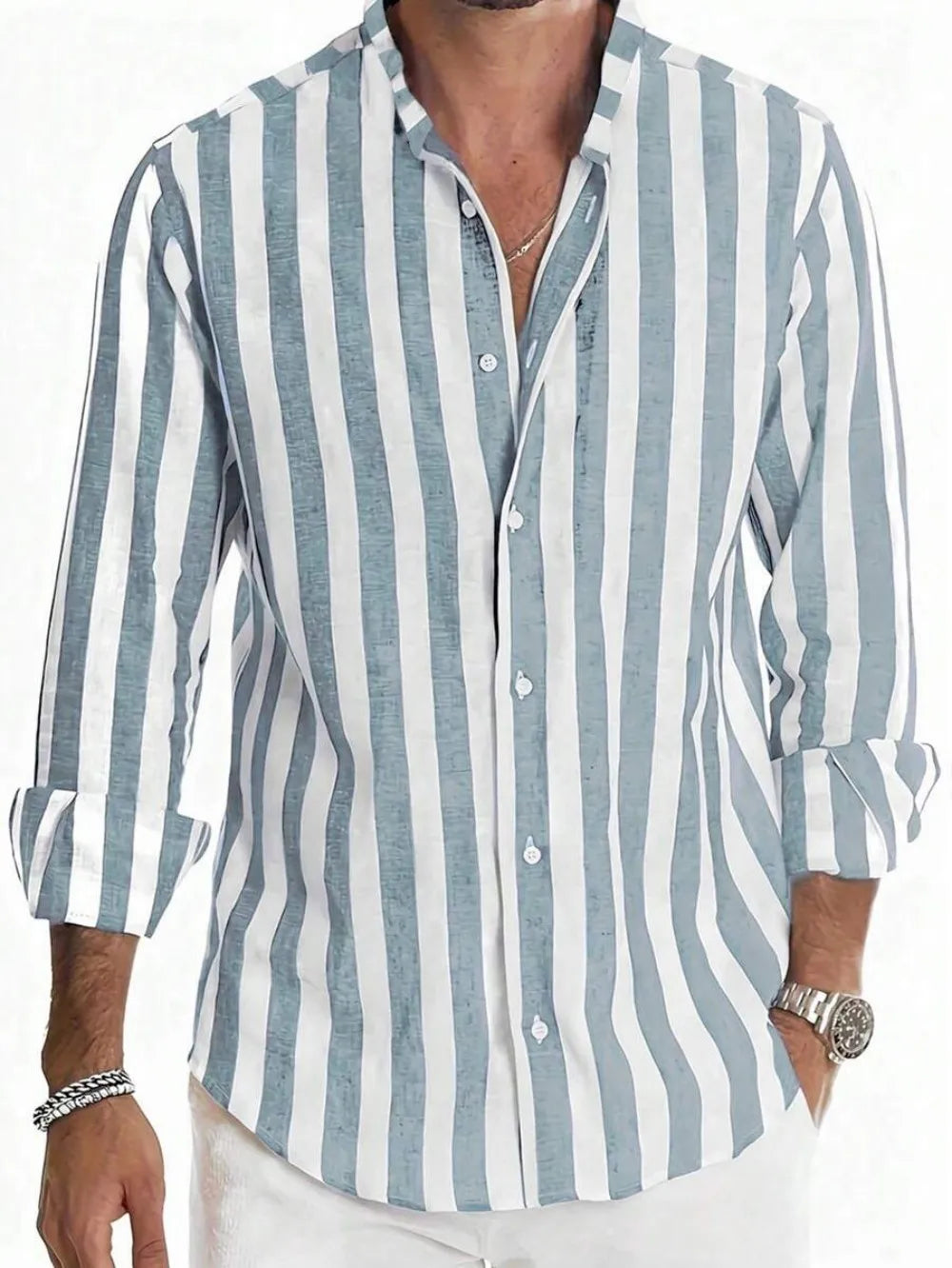 Chemise homme rayée à manches longues – CLEVI Paris