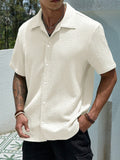 Chemise Homme Casual Manches Courtes Été Tissu Plissé Léger – CLEVI Paris
