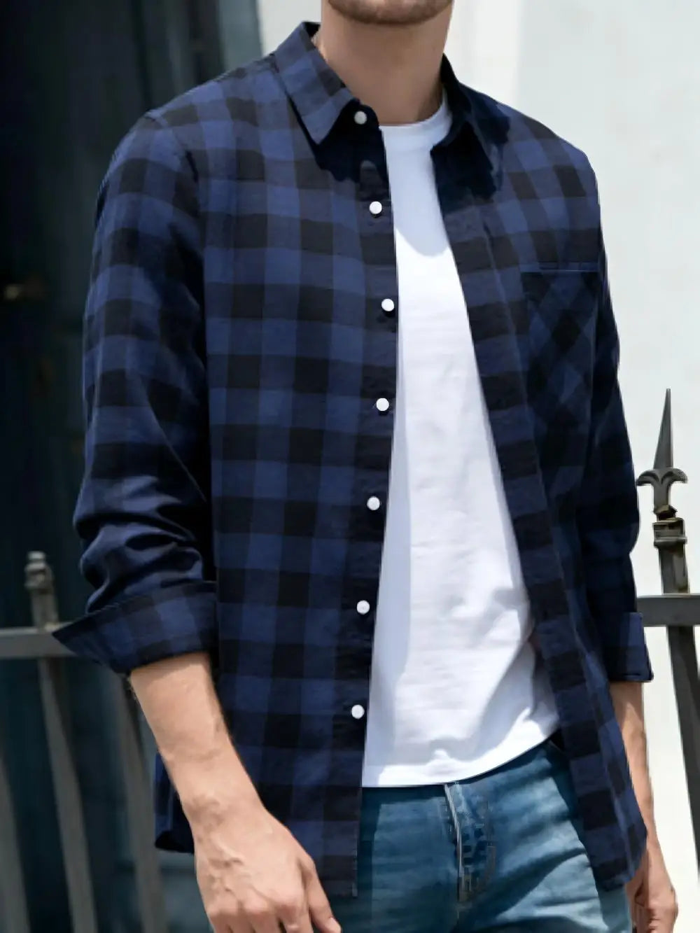 Chemise homme à carreaux en soie – CLEVI Paris
