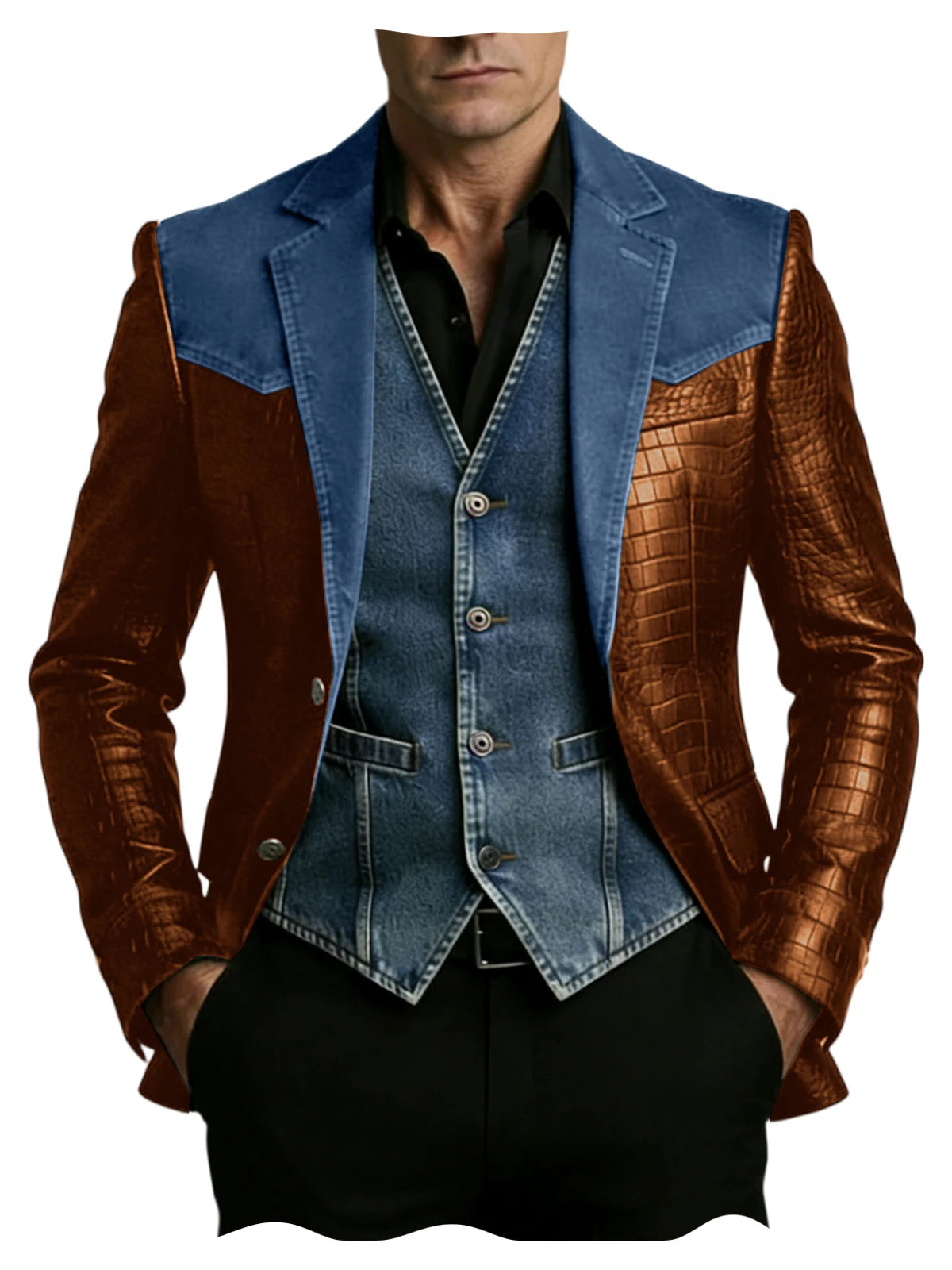 Blazer homme en cuir et polyester – CLEVI Paris