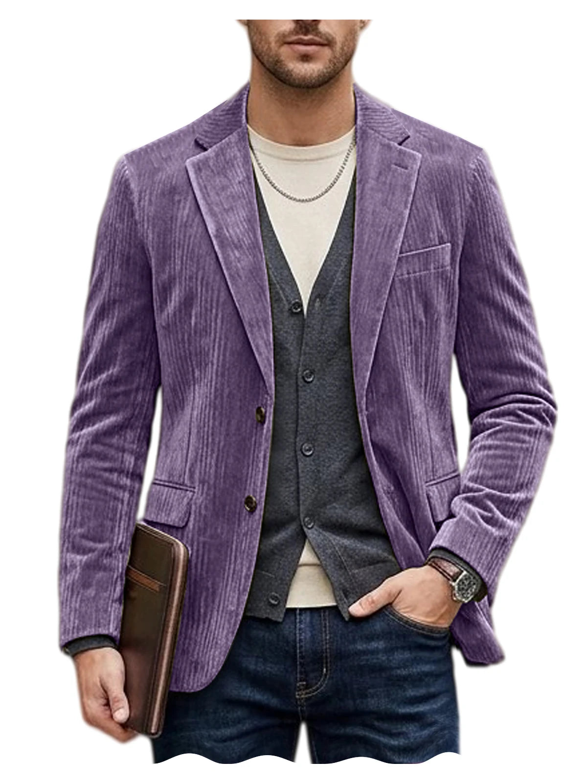 Blazer homme en velours côtelé, coupe ajustée – CLEVI Paris