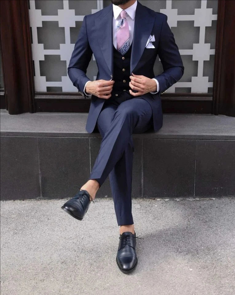 Costume homme bleu marine ajusté – CLEVI Paris