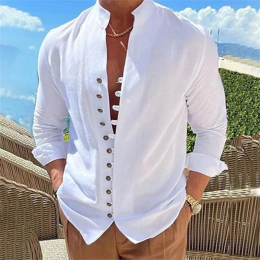 Chemise homme en coton et lin – CLEVI Paris