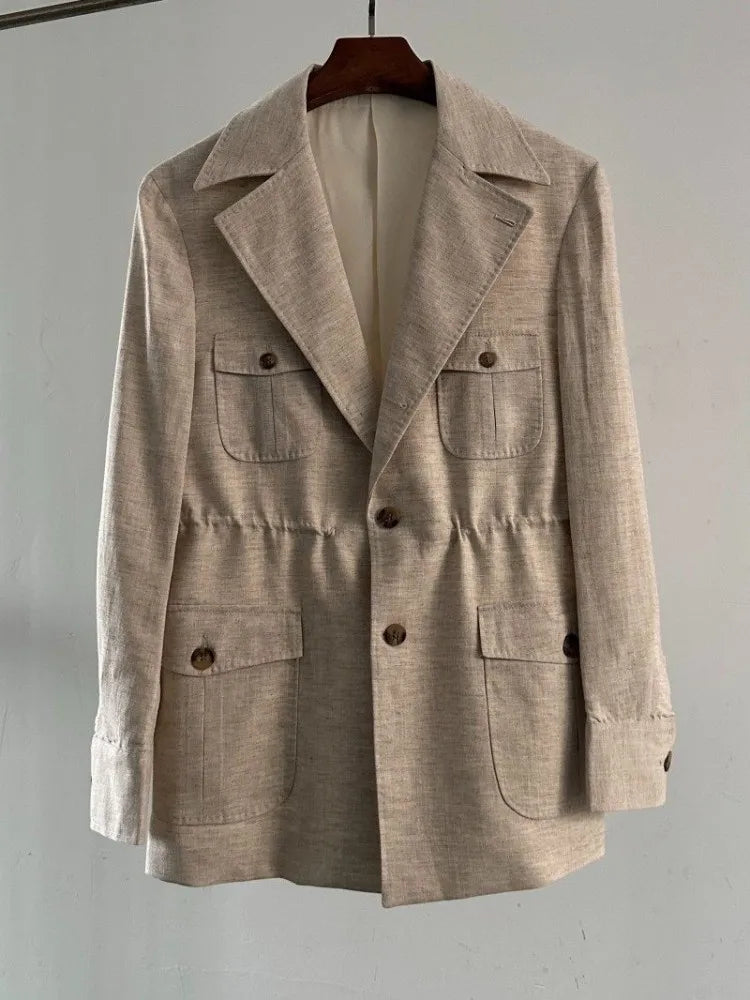 Veste homme en lin et lyocell à poches – CLEVI Paris