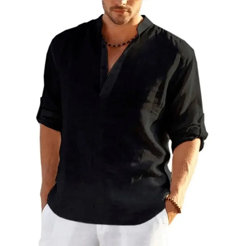 T-shirt homme en coton à manches longues – CLEVI Paris