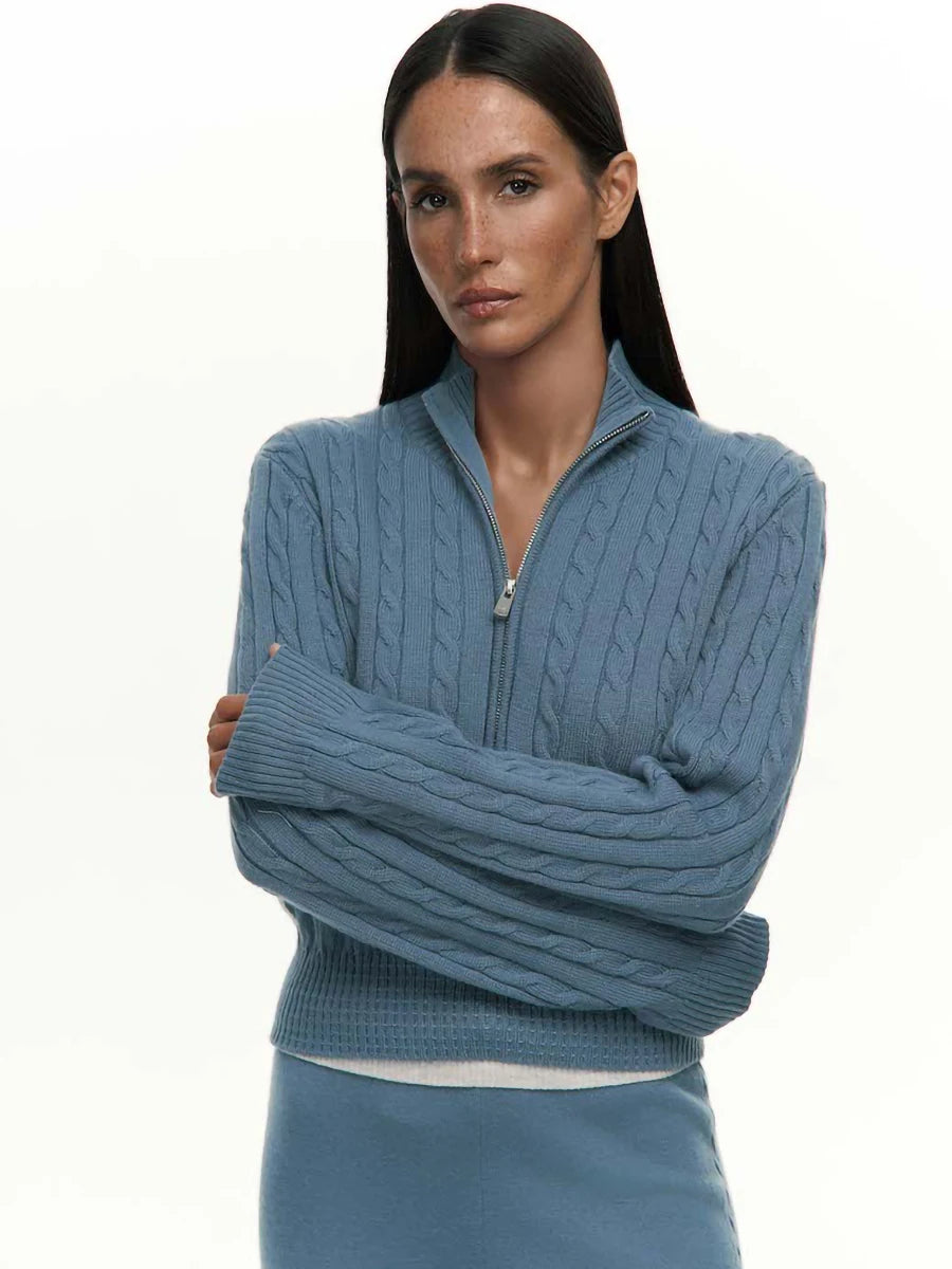 Ensemble femme pull col zippé et pantalon – CLEVI Paris
