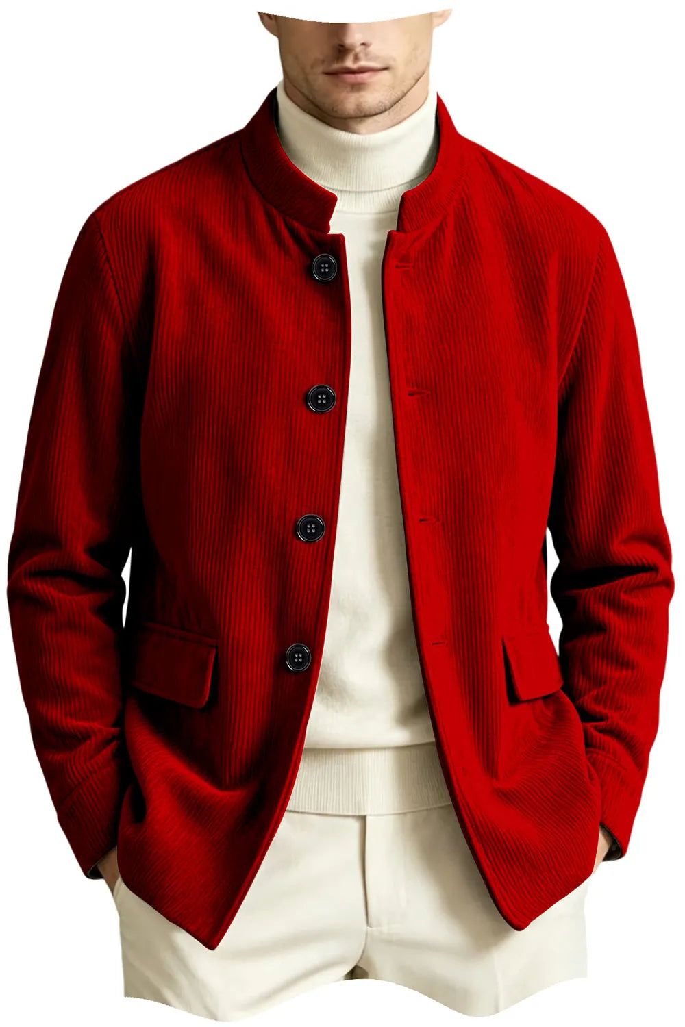 Blazer homme en velours côtelé à col montant – CLEVI Paris