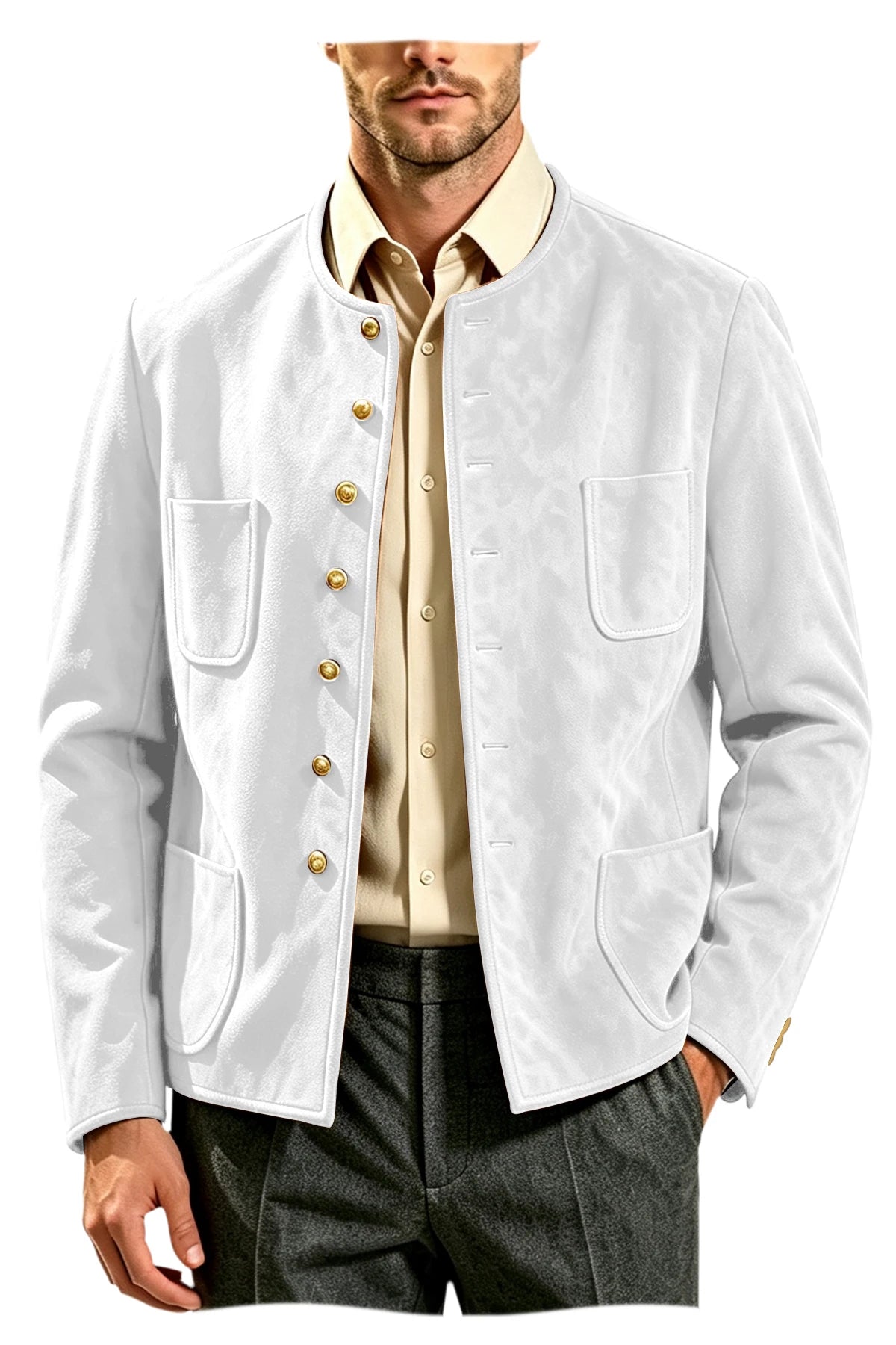 Veste homme vintage en suédine à col montant – CLEVI Paris