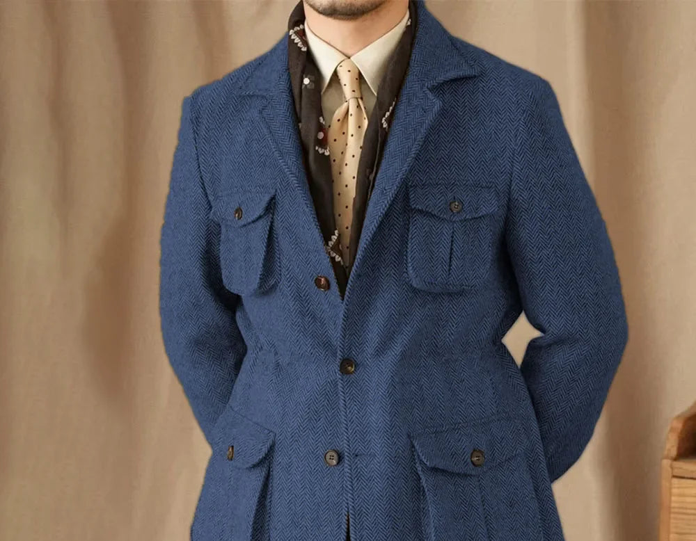 Blazer homme tweed à chevrons – CLEVI Paris
