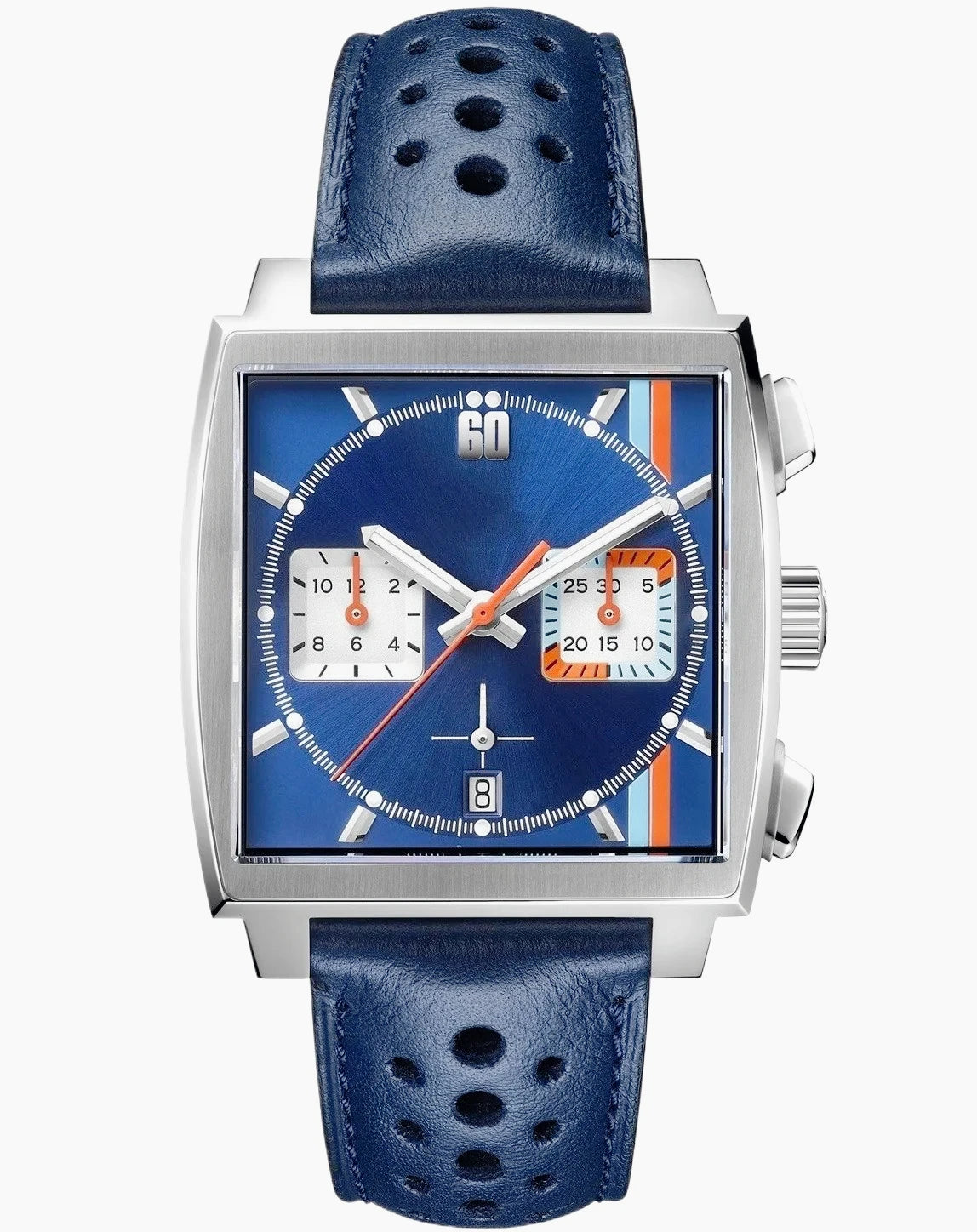 Montre Homme Quartz VK63 Chronographe Acier Saphir Carrée Cuir Date 30M – CLEVI Paris