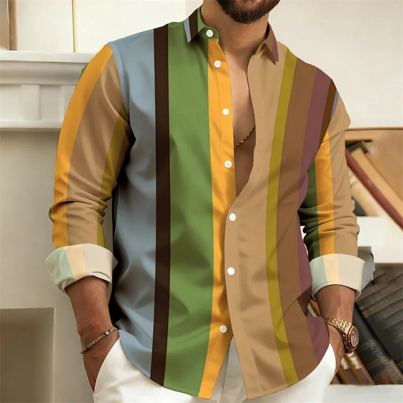 Chemise rayée homme manches longues – CLEVI Paris