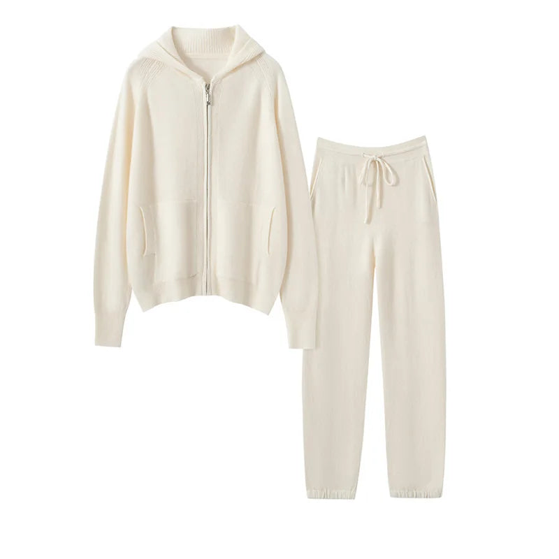 Ensemble cachemire femme, cardigan zippé – CLEVI Paris