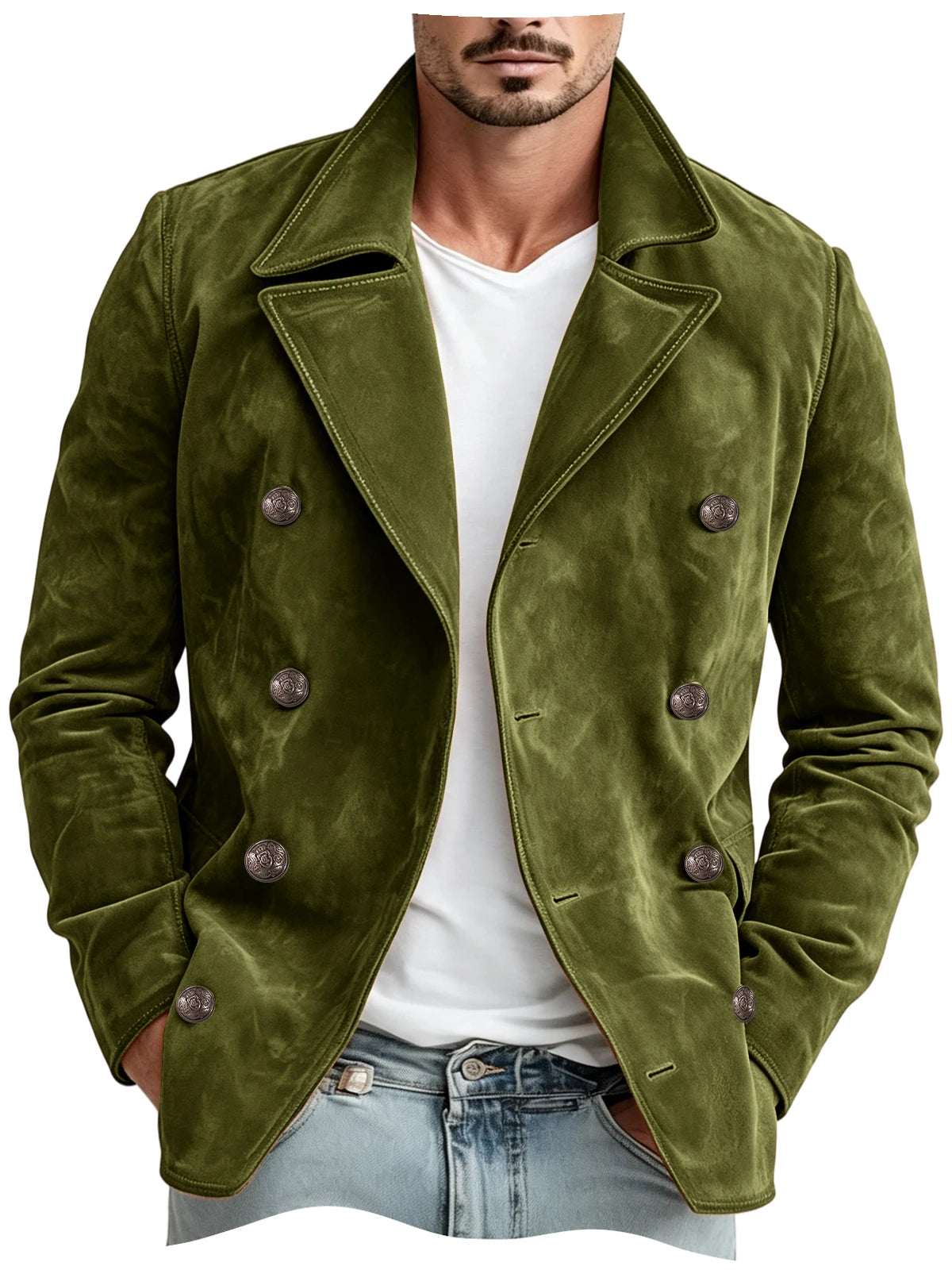 Blazer homme croisé en imitation daim – CLEVI Paris