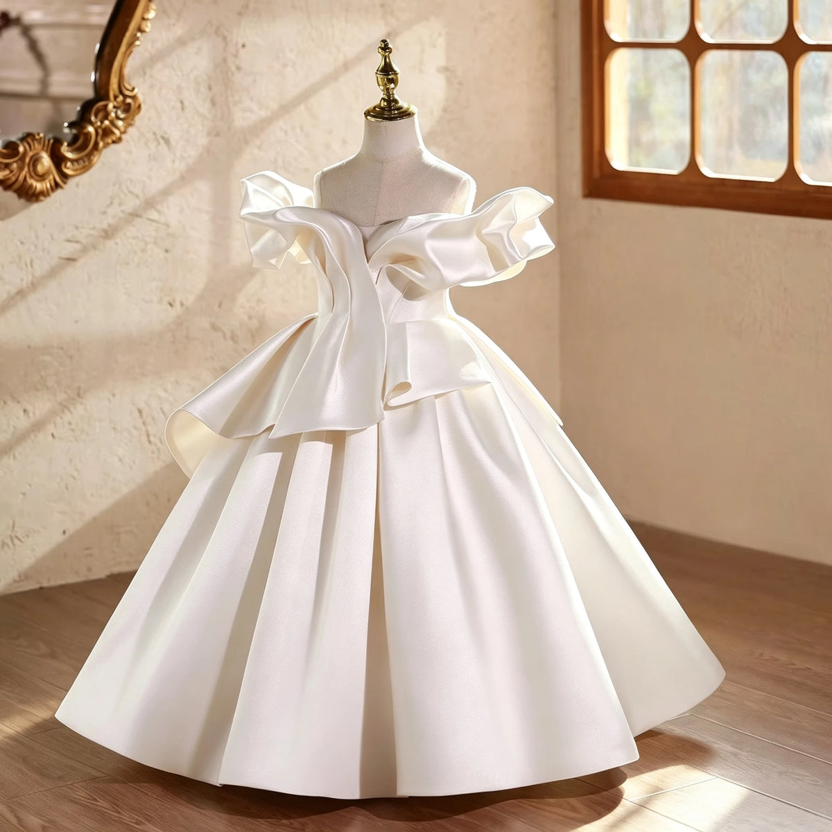 Robe fille en satin drapé ZHJ – CLEVI Paris