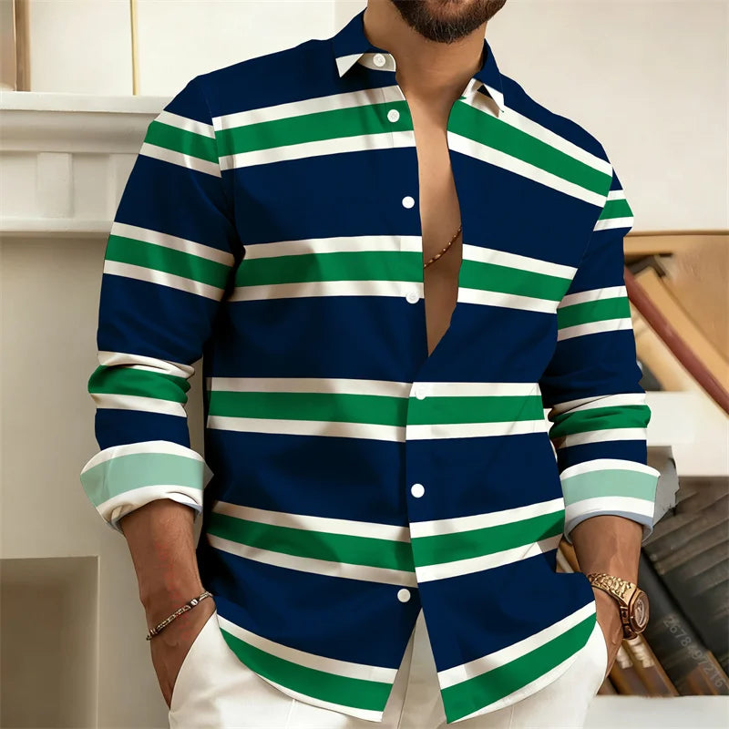 Chemise rayée homme manches longues – CLEVI Paris