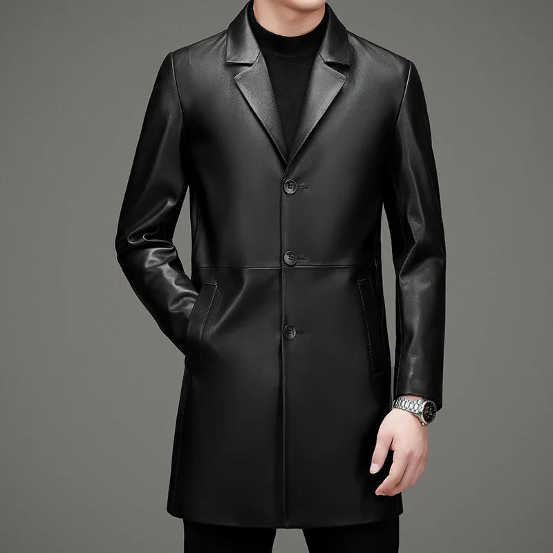 Manteau mi-long homme en cuir de mouton – CLEVI Paris
