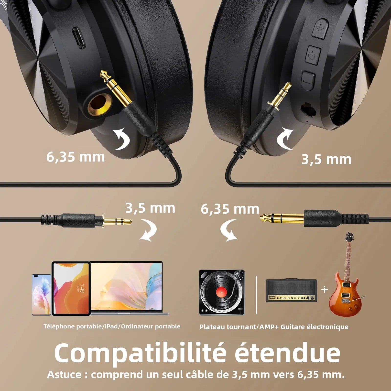 Casque Studio Oneodio Fusion A70 Bluetooth 5.2 HiFi 72h – CLEVI Paris