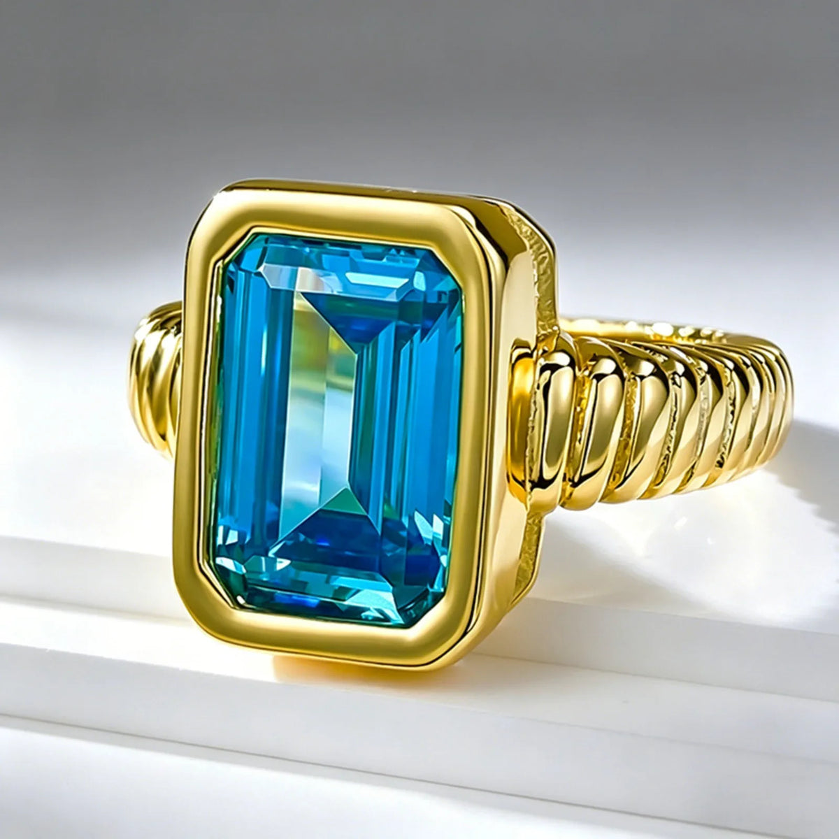 Bague femme argent et zirconium bleu mer – CLEVI Paris