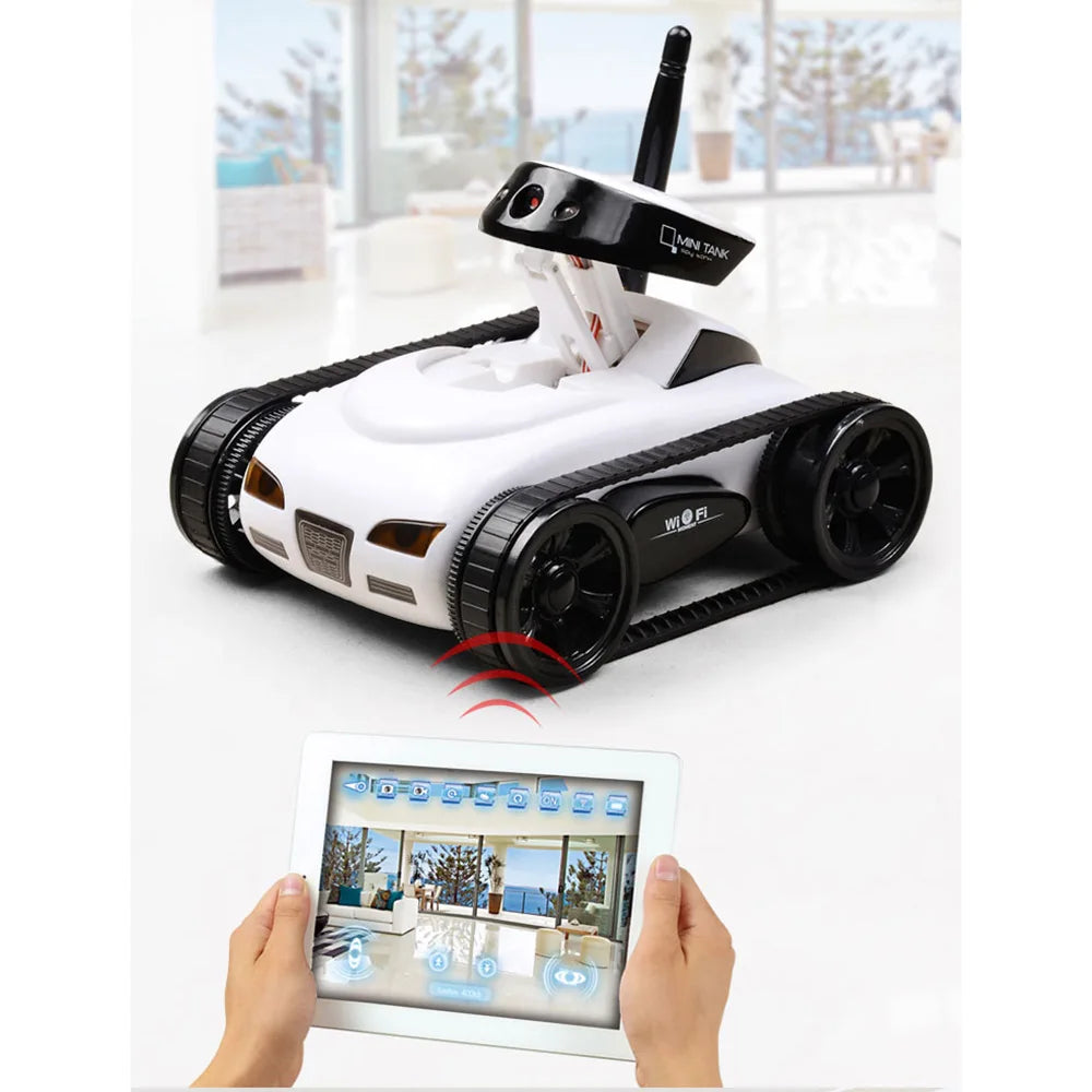 Tank Télécommandé WiFi avec Caméra HD – FPV Temps Réel, Contrôle App, Robot Espion