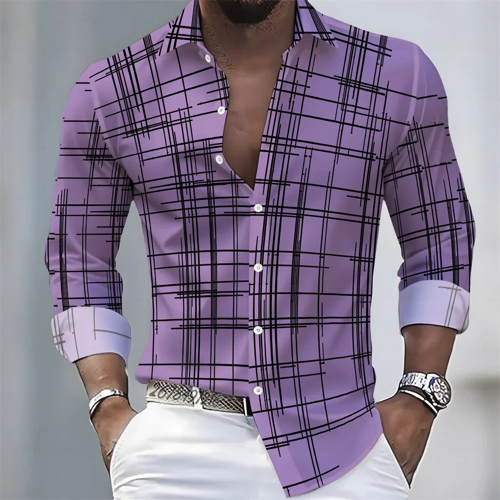 Chemise Homme Rayée à Manches Longues – CLEVI Paris