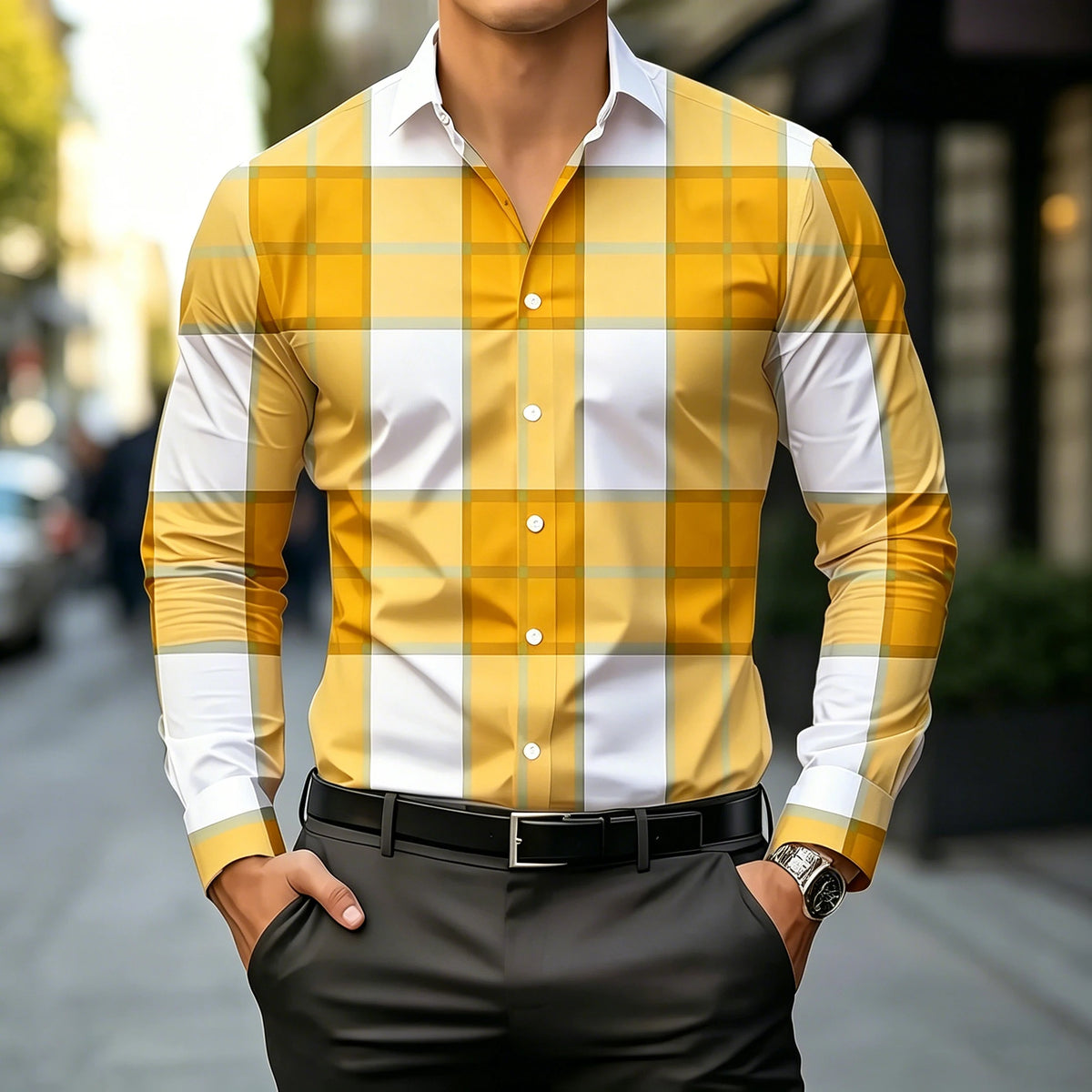 Chemise homme à carreaux manches longues – CLEVI Paris