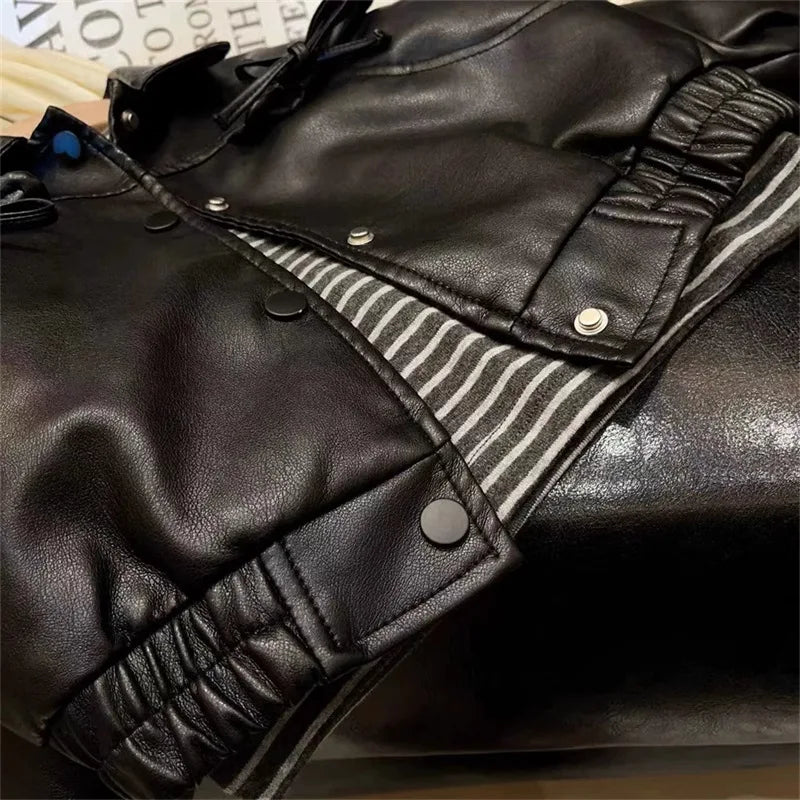 Veste enfant similicuir noir rétro – CLEVI Paris