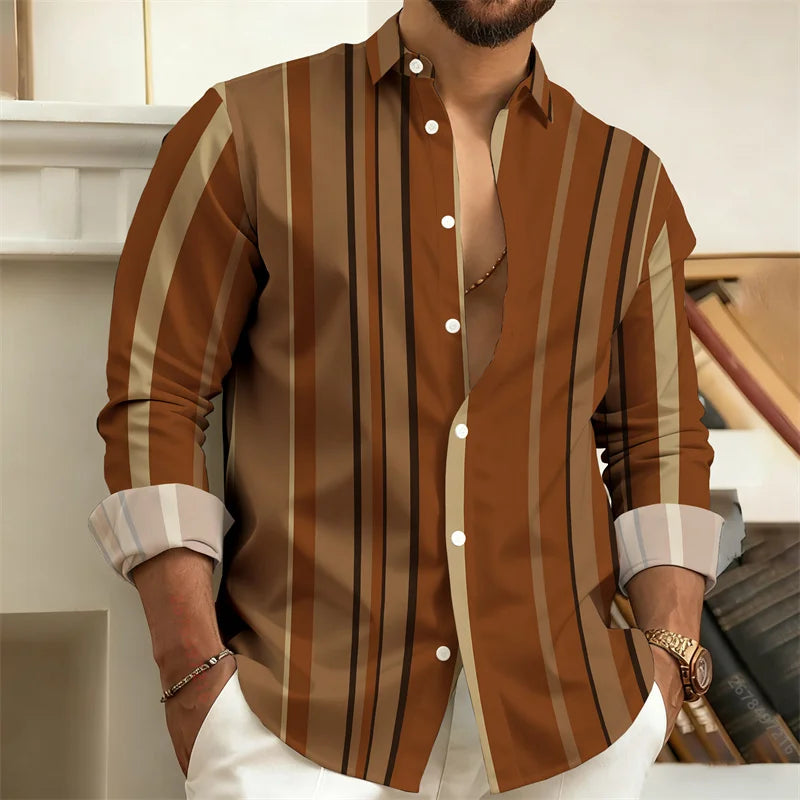 Chemise rayée homme manches longues – CLEVI Paris