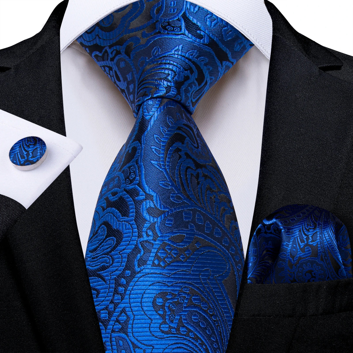 Coffret cravate homme paisley, pochette et boutons – CLEVI Paris