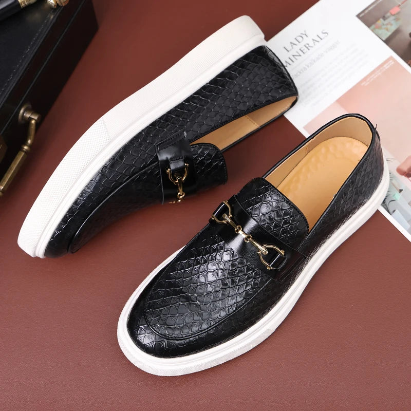 Loafers Homme Cuir Embossé Tassel Slip-On – CLEVI Paris