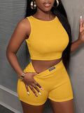 Ensemble 2 Pièces Femme Crop Top Côtelé Sans Manches Short Streetwear Casual – CLEVI Paris