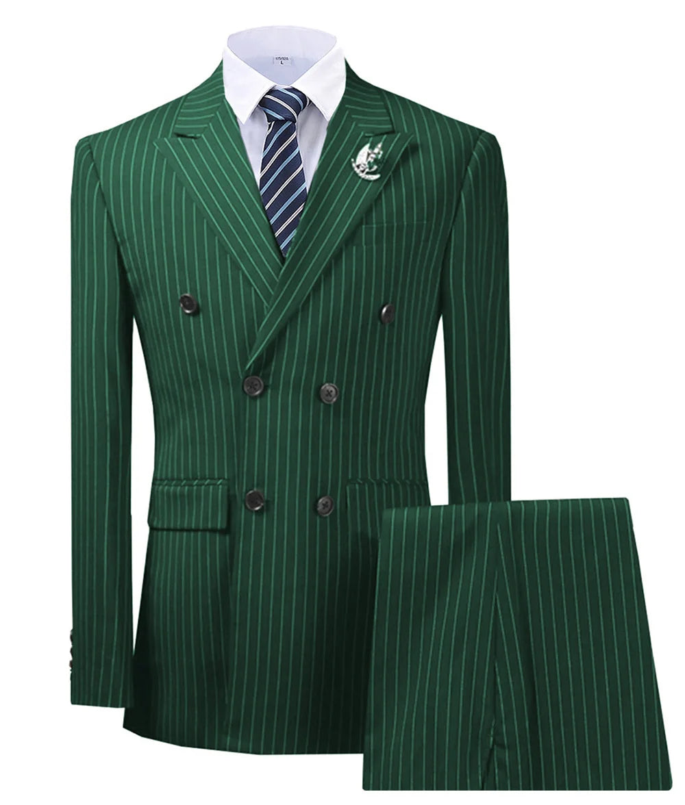 Costume 2 pièces homme rayé double boutonnage – CLEVI Paris