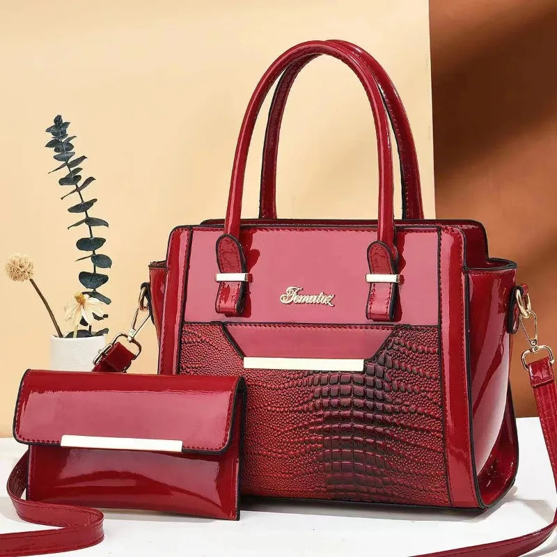 Coffret 2 Sacs Femme Cuir Verni Épaule + Croisé Fashion – CLEVI Paris