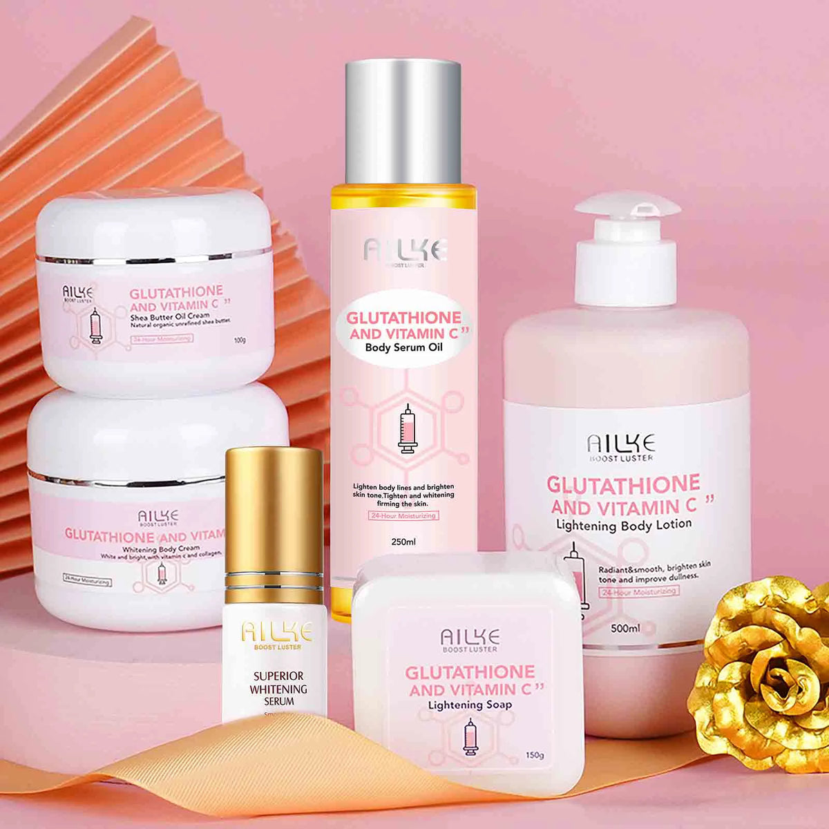 Gamme Éclaircissante Glutathion & Vitamine C AILKE – Anti-Taches, Hydratante & Raffermissante – CLEVI Paris