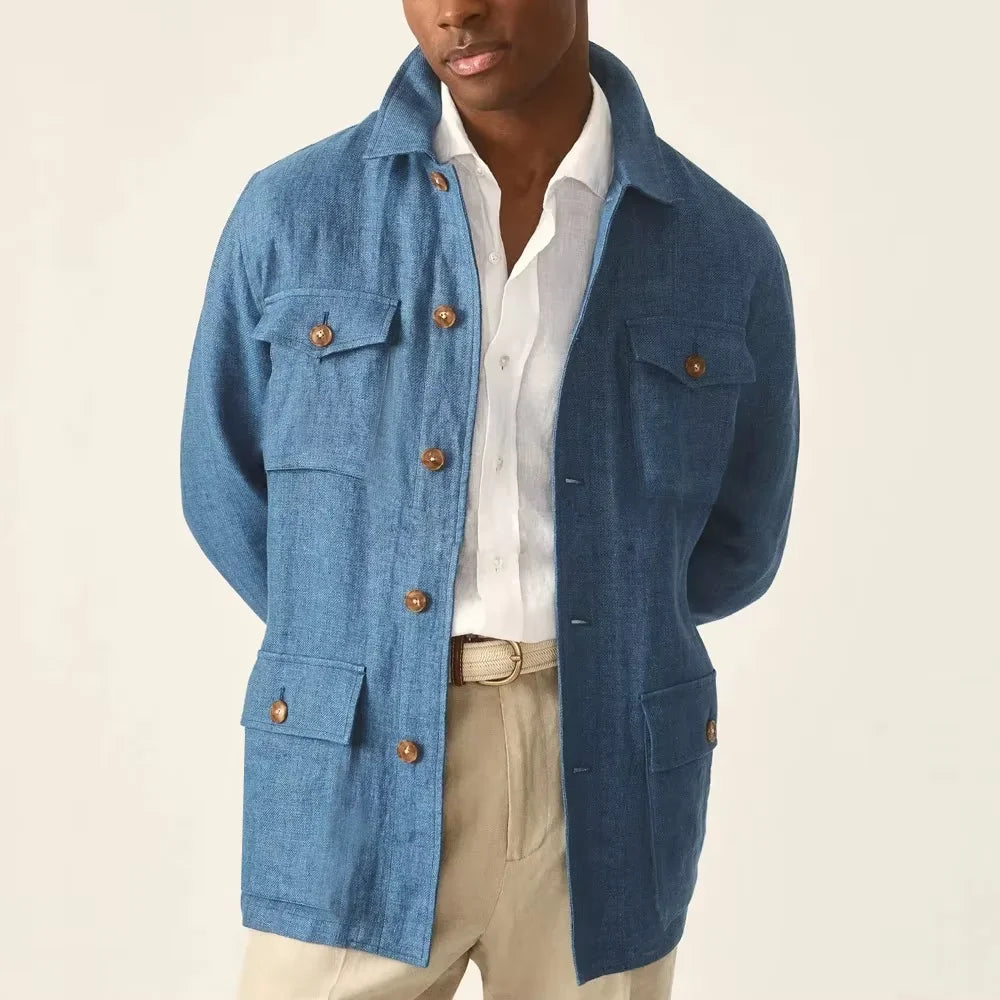 Veste safari homme en lin décontractée – CLEVI Paris