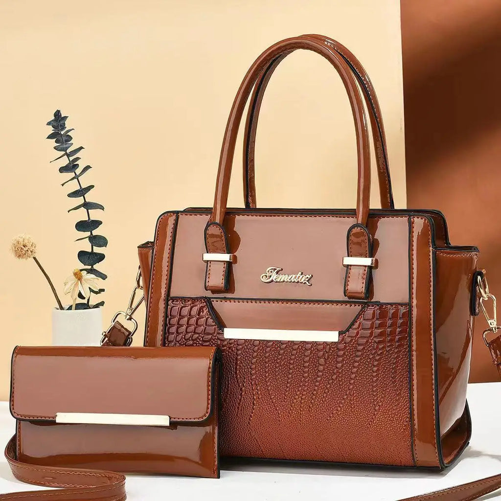 Coffret 2 Sacs Femme Cuir Verni Épaule + Croisé Fashion – CLEVI Paris