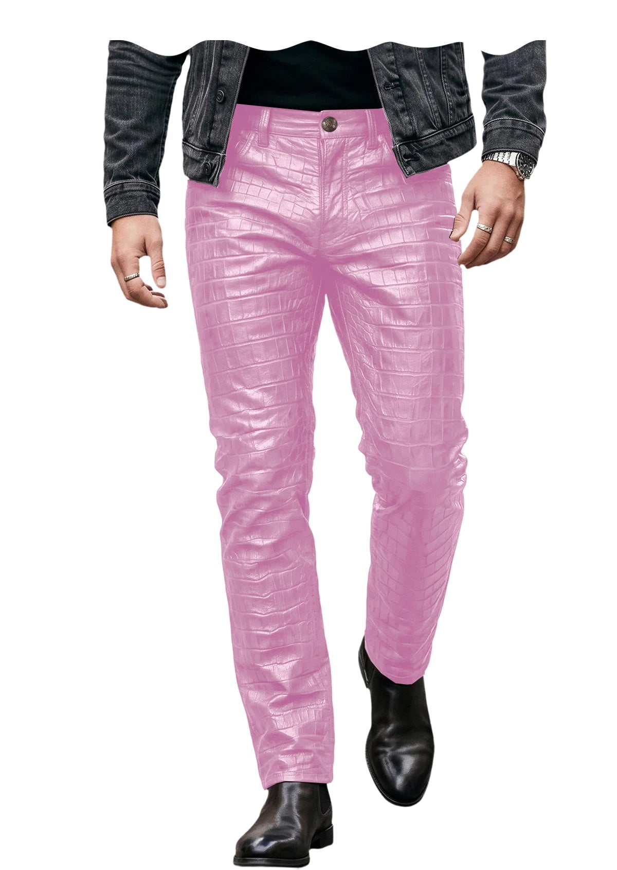 Pantalon effet cuir crocodile homme – CLEVI Paris