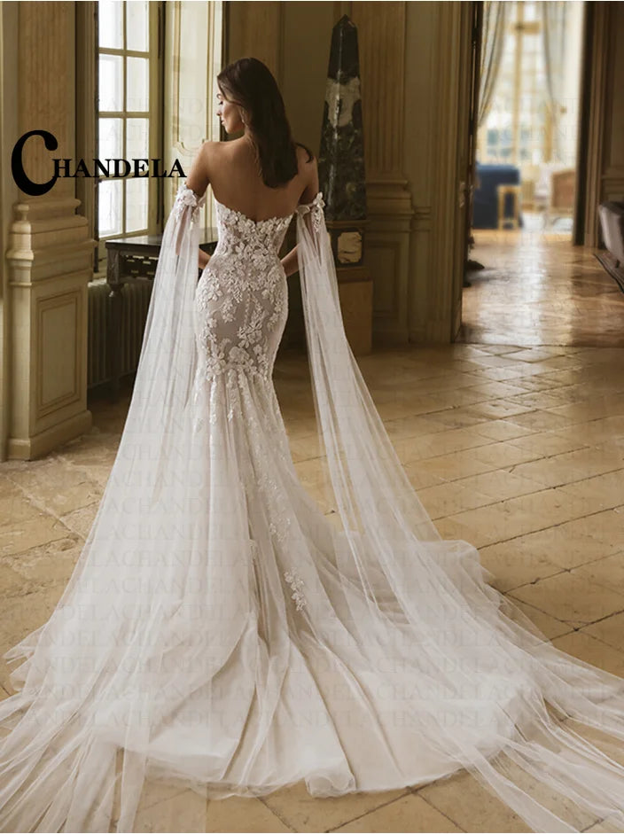 Robe de mariée sirène en tulle col cœur – CLEVI Paris