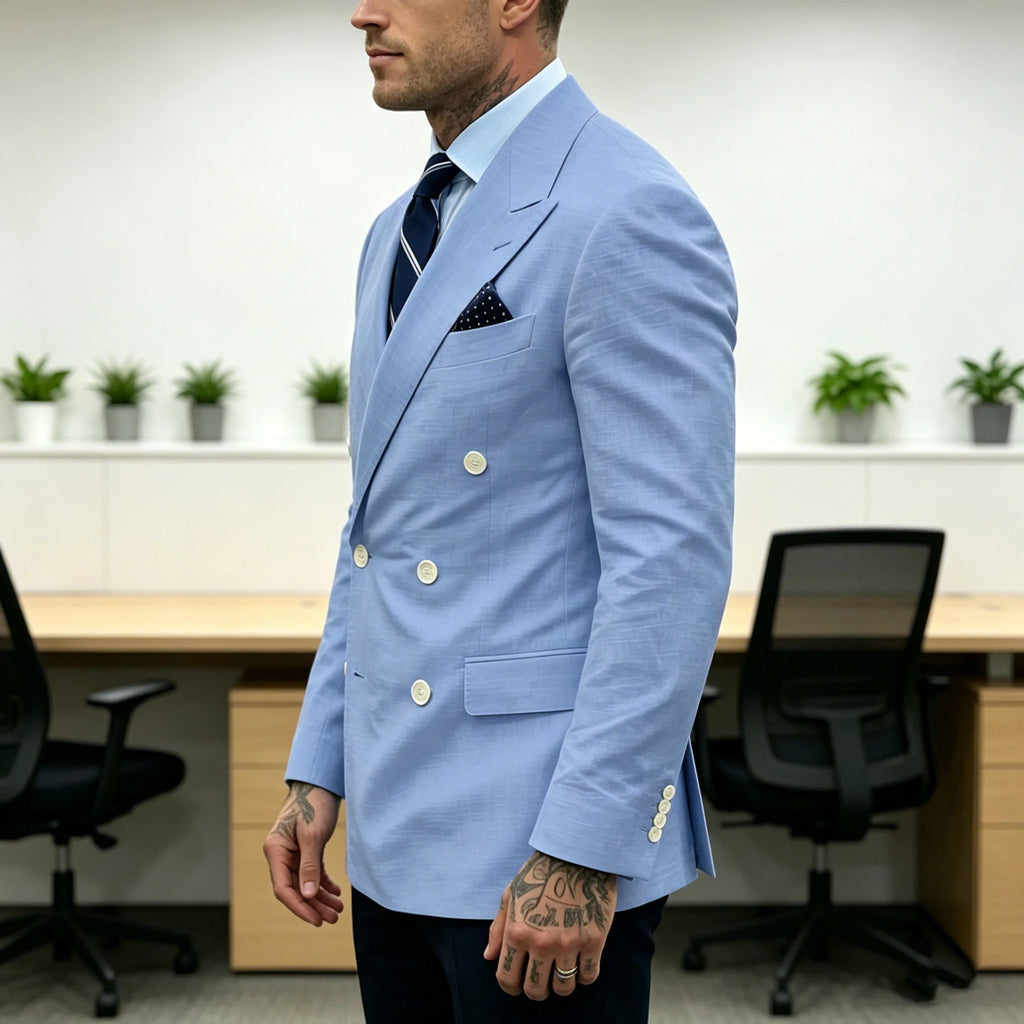 Blazer Homme Double Boutonnage Slim Fit Lin – CLEVI Paris