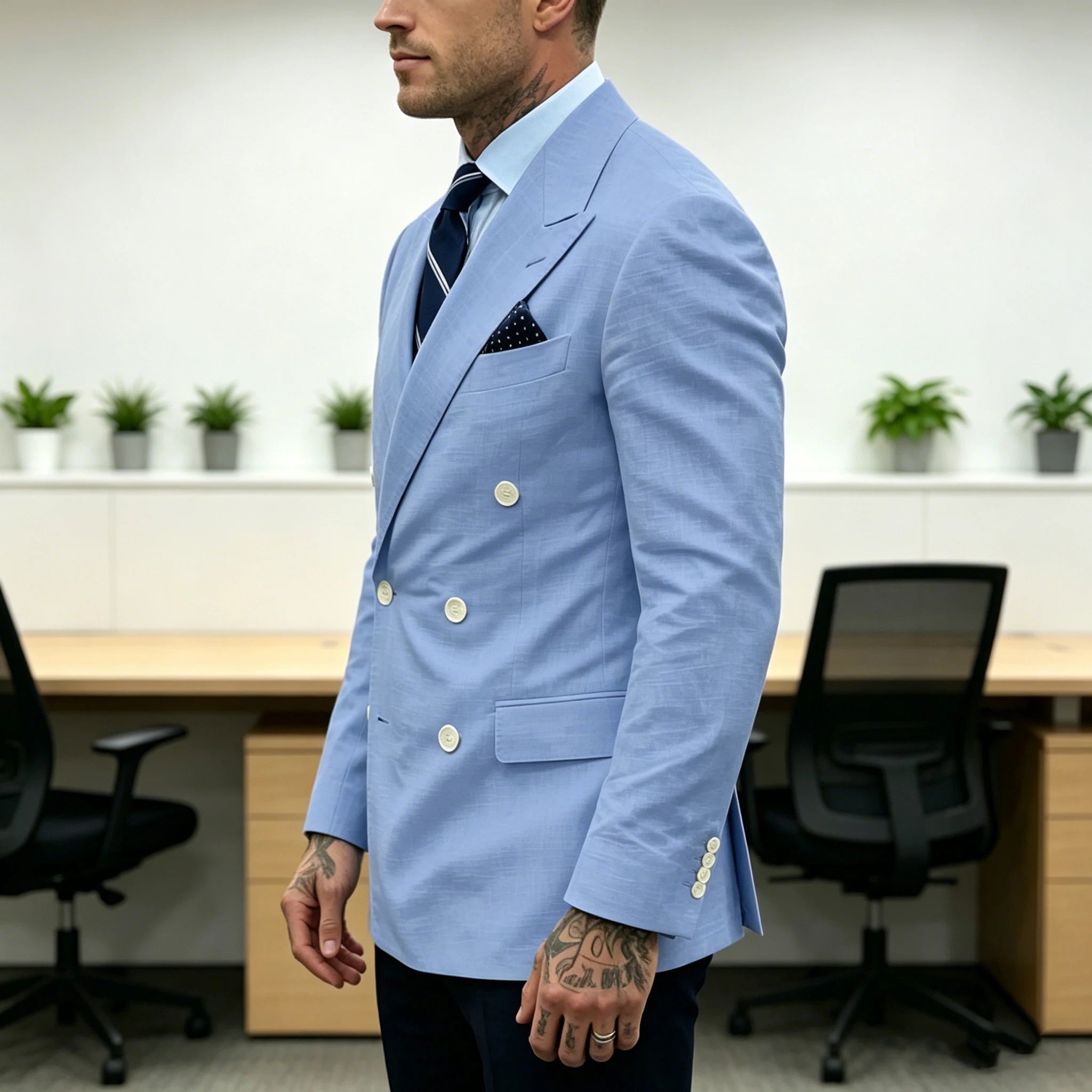 Blazer Homme Double Boutonnage Slim Fit Lin – CLEVI Paris