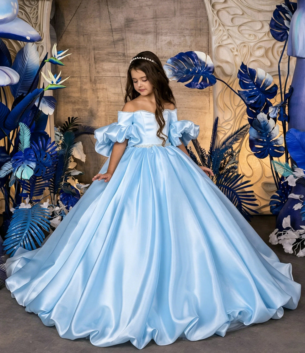 Robe cérémonie fille en satin ZHJ – CLEVI Paris